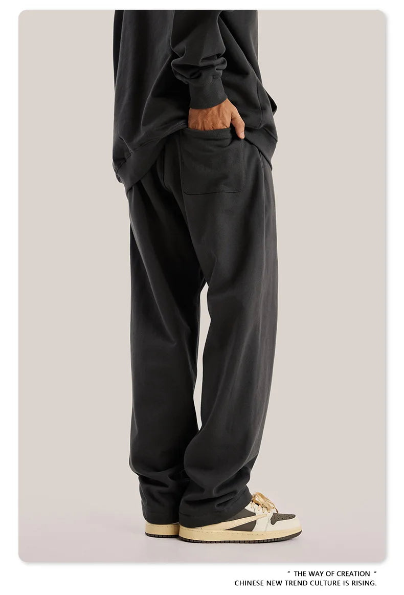 ZODF New 2025 Autumn Men's 445GSM Sweatpants Unisex High Street Soft Knitted Straight Pants Brand Streetwears Tracksuits HY0382