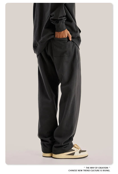 ZODF New 2025 Autumn Men's 445GSM Sweatpants Unisex High Street Soft Knitted Straight Pants Brand Streetwears Tracksuits HY0382