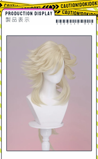 Doumaa Cosplay Wig Anime DokiDoki Men Golden 100cm Long Hair Doumaa Cosplay Heat Resistant Wig Free Cap