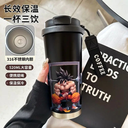 520ml Dragon Ball Thermos Cup Vegeta Water Bottle Son Goku Coffee Mug Large Capacity Drinking Bottle Kids Student Water Cup Gift