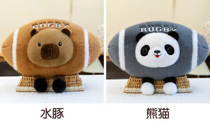 Creative Rugby Capybara Doll Cute Panda Plush Toys Pillow Capibara Seat Cushion Girls Children Birthday Gift Soft Stuffed Animal
