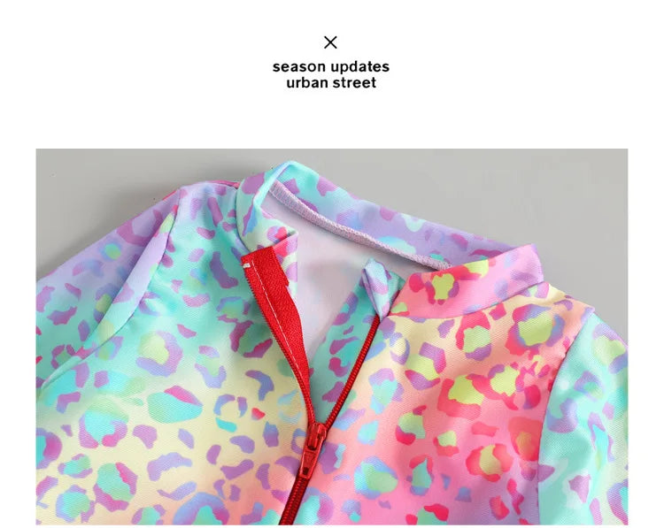 Toddler Girls Swimsuit with Sun Hat Set 1 to 2 3 4 5 6 Years Leopard Ruffle Sleeve Zip Up One-pieced Swimwear Beachwear for Baby