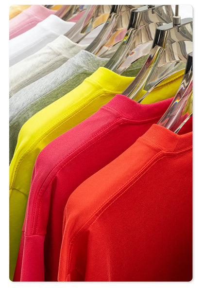 ZODF New 2025 Spring Summer 235gsm Solid Cotton T-Shirts For Men Women Unisex Loose Basic T Shirt Tees Brand Tops HY0970