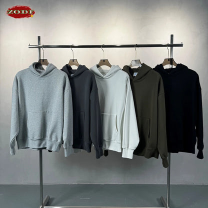 ZODF Fashion Winter Men 500gsm Fleece Hoodies Unisex Loose Fit Heavy Weight Thick Warm Hooded Pullovers Coats Streetwears HY0045
