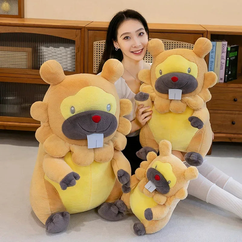 35/80cm Large Bidoof  Pokemon Plush Toys Anime Doll Cute Pillow Cartoon Giant Pokémon Plushie Stuffed Gift for Kids Christmas