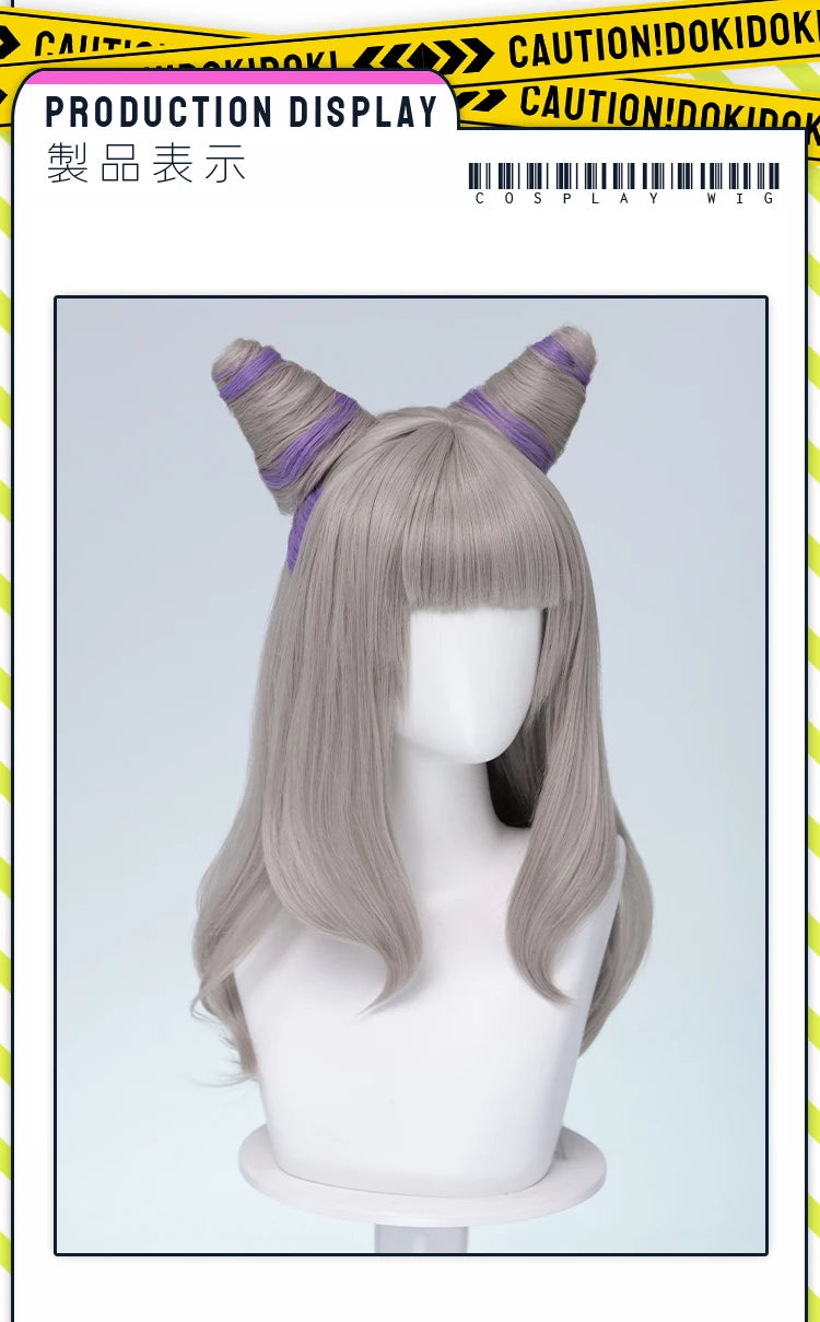 IN STOCK Guinevere Olivia Wig Anime Cosplay DokiDoki Blue Hair Knights Cosplay Double Buns Hight Heat Resistant Free Wig Cap