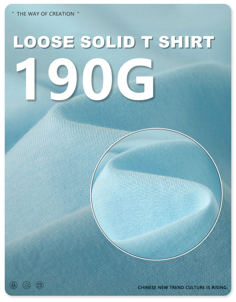 ZODF Trendy 2025 Men Basic Solid Cotton T-Shirts Unisex Male 190gsm Summer Loose Comfortable Soft Tees Shirt Streetwears HY0040