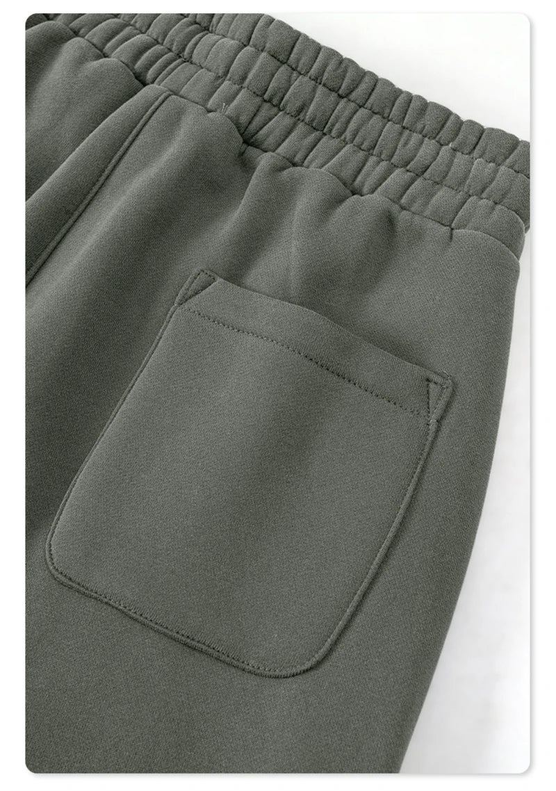 ZODF New Men's Winter Solid 345sm Fleece Straight Pants Unisex Loose Comfortable Sport Zipper Pockets Trousers HY0868