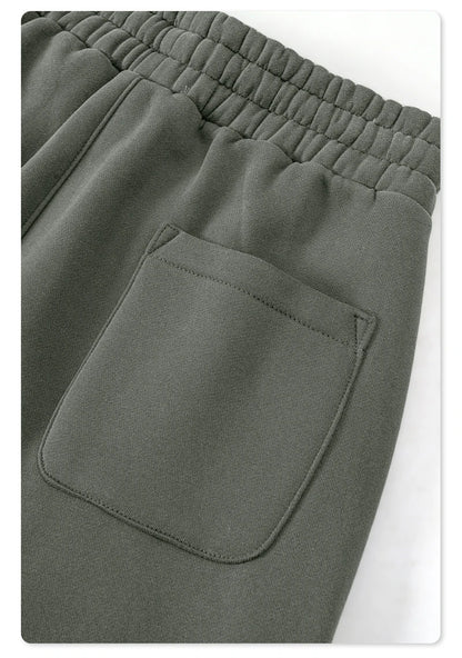 ZODF New Men's Winter Solid 345sm Fleece Straight Pants Unisex Loose Comfortable Sport Zipper Pockets Trousers HY0868