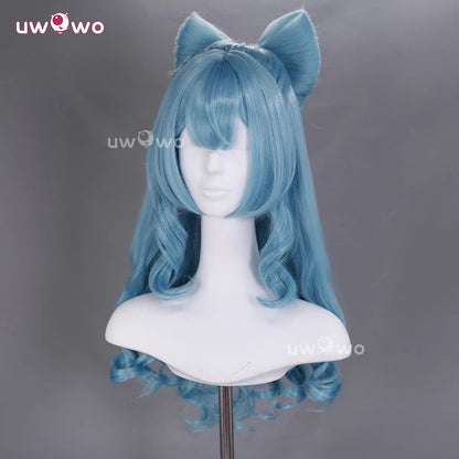 UWOWO Yumemizuki Mizuki Wig Game Genshin Impact Yumemizuki Mizuki Cosplay Wig With Bow Long Dark Blue Hair