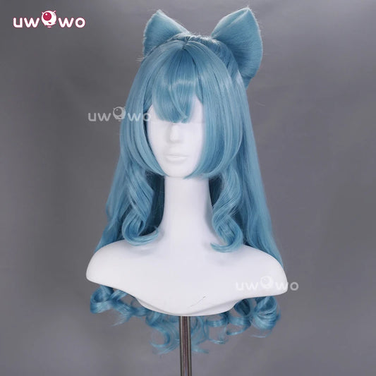 UWOWO Yumemizuki Mizuki Wig Game Genshin Impact Yumemizuki Mizuki Cosplay Wig With Bow Long Dark Blue Hair