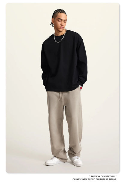 ZODF Autumn Winter 425gsm Long Sleeve T-Shirt American Retro Unisex Loose Heavyweight Basic Cotton T Shirts TEE HY0676