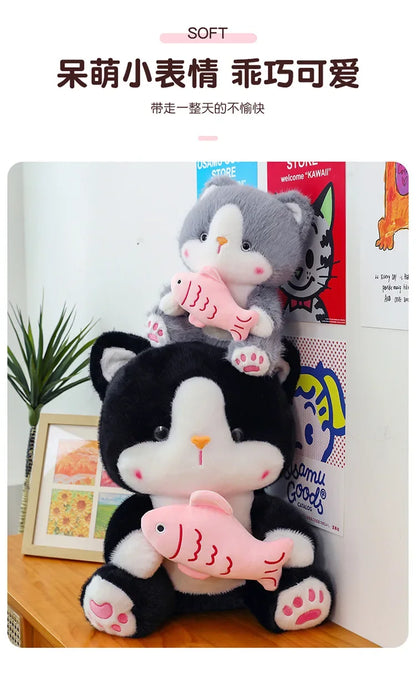 45cm Kawaii Stuffed Toys Lace Scarf Cat Plush Doll Fluffy Soft Cat Baby Doll Cute Cartoon Cat Stuffed Toy Home Decor Kid Gifts