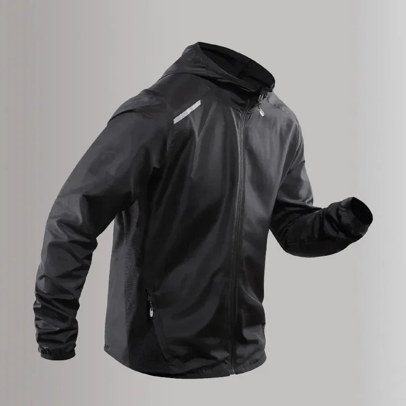 2025 Running Jacket Autumn Reflective Hooded Gradient Color Sportswear Breathable Men and Women Jogging Coat - Fashion