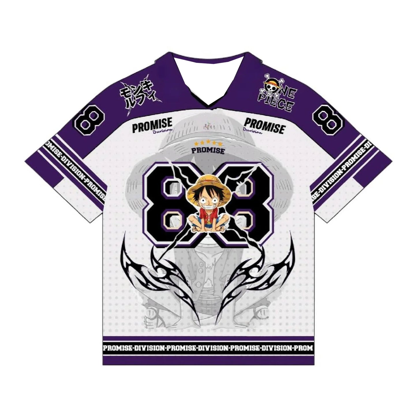 2526 New Bandai Anime One Piece Luffy Summer Jersey T-shirt Oversized 3D Adult and Children's Multifunctional Top Christmas