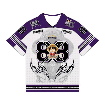 2526 New Bandai Anime One Piece Luffy Summer Jersey T-shirt Oversized 3D Adult and Children's Multifunctional Top Christmas