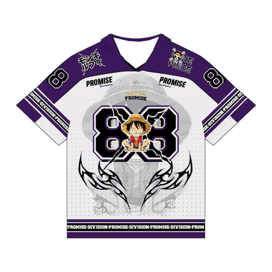 2526 New Bandai Anime One Piece Luffy Summer Jersey T-shirt Oversized 3D Adult and Children's Multifunctional Top Christmas