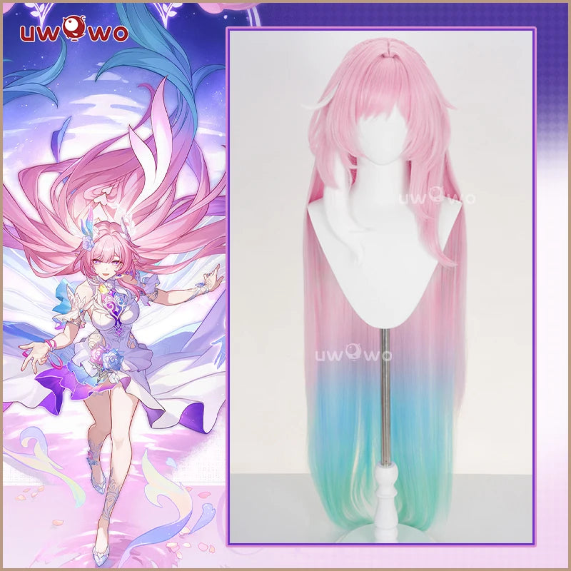UWOWO Cyrene Wig Game Honkai Star Rail Cyrene Cosplay Wig Long Hair Pink and Blue and Green gradient Hair  Halloween Wig