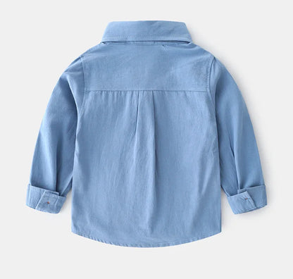 Cute Yellow Shirts for Boys Girls Clothes Cotton Long Sleeve Toddler Children Shirts Collar Korean Kids Shirt Baby Bottom Shirt