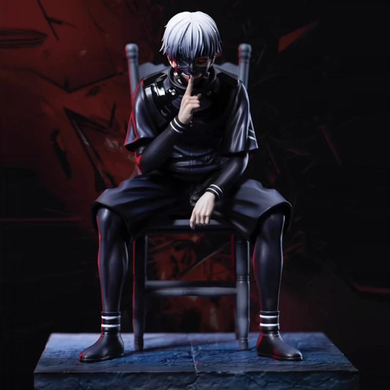 Tokyo Ghoul Kaneki Ken Sitting Figure Double Head Sculpt Replaceable Arms PVC Anime Statue Desktop PC Case Decor Collection Gift