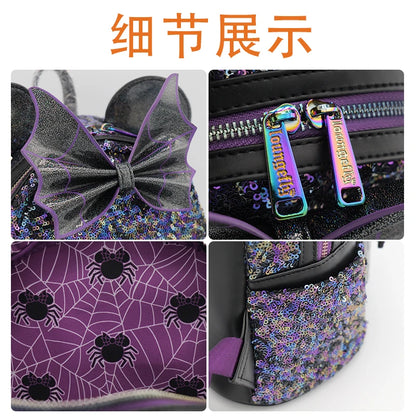 Disney Minnie Backpack Large Capacity Lightweight Student Schoolbag Cartoon Creative Versatile Backpack Travel Bag Birthday Gift