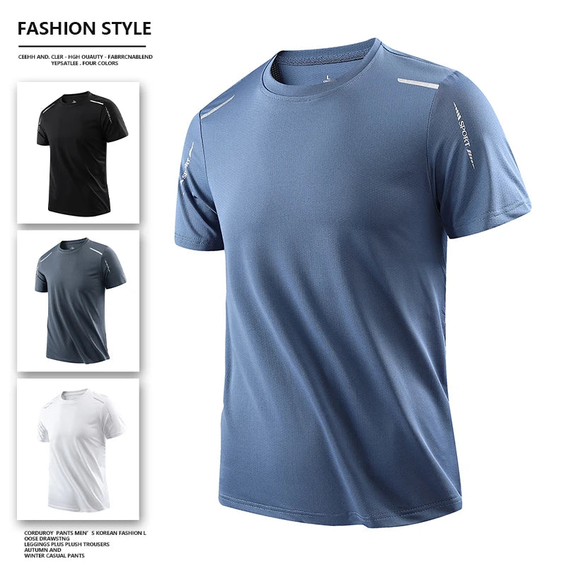 Chrlck Men’s Quick Drying Breathable Running T-Shirt Soft Elastic Outdoor Sports Shirt Summer