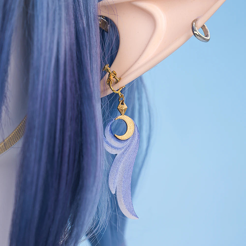 Genshin Impact Lauma Cosplay Costume Wig Dress Uniform Headwear Earrings Frostmoon Scions Halloween Party for Women Girls iCoser