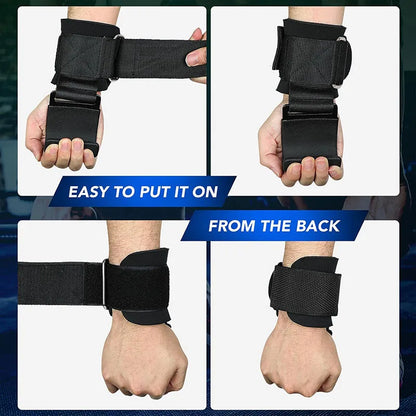 Weight Lifting Hook Grips with Adjustable Wrist Wraps for Gym Fitness Pull-Ups Powerlifting Gloves 1 Pair