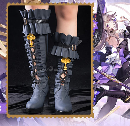 UWOWO Herta Shoes Boots Game Honkai Star Rail The Herta Witch Cosplay Shoes Boots with Accessory lloween Shoes