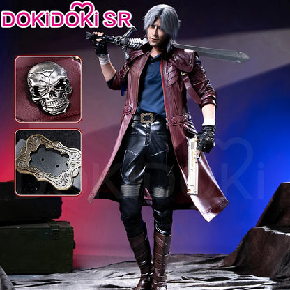 IN STOCK Dante Cosplay Costume Anime【S-3XL】DokiDoki-SR Men Hunter Coat Halloween Dante Red Jacket Cosplay Plus Size