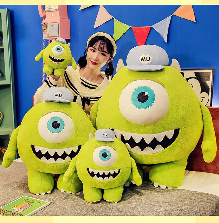 40/60CM Big Size Mike Wazowski Disney Anime Plush Stuffed Doll Kawaii Room Decoration Plushies Pillow Ornaments Holiday Gifts