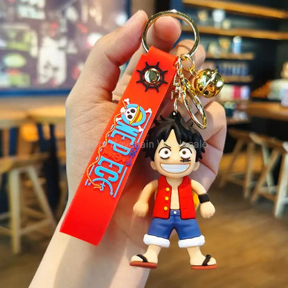 Anime One Piece Dragon Ball Keychain Luffy Sauron Nami Chopper Silicone Cute Car Keyring Pendant Toys Birthday Kids Toys Gifts