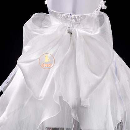 Wuthering Waves Phrolova Cosplay Costume Wig Dress White Spider Lily Layered Gown Headwear Halloween Party for Women Girls Props