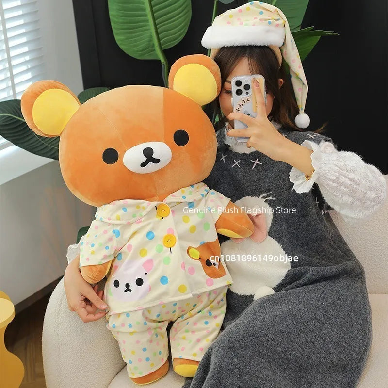35/45/75cm Big Size Rilakkuma Kawaii Anime Plush Stuffed Doll Room Decorated Plushies Pajamas Bear Pillow Ornaments Holiday Gift