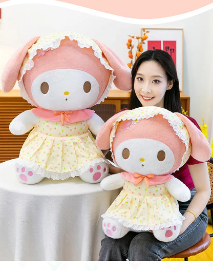Cute Pastoral Girl Plush Toy Pink My Melody Doll Sleeping Hugging Gift for Kids Birthday Christmas Present for Girls Comforting