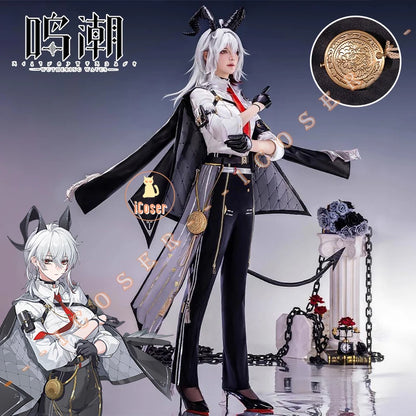 iCoser Wuthering Waves Zani Cosplay Costume Wig Uniform Headwear Tail Earrings Rinascita Halloween Party for Women Carnival Prop