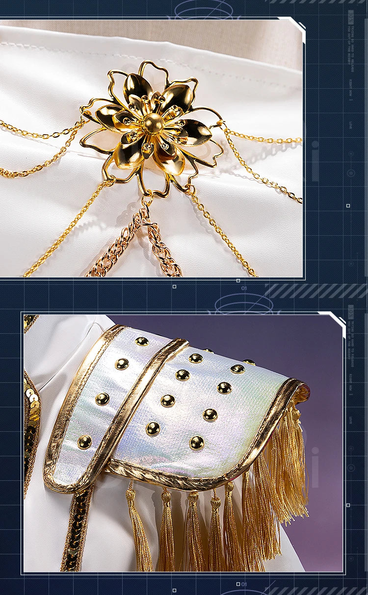 【Last Batch】IN STOCK Rumii Zoeyi Miraa Cosplay Costume【XS-3XL】DokiDoki-N Women White Suit Golden Rumii Cosplay Plus Size