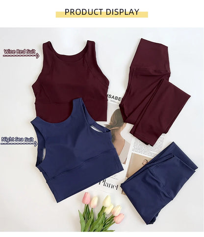 2 Piece Yoga Clothes Women's Gym Yoga Set Strap Cross Back Push Up Sport Bra High Waist Yoga Leggings Sportwear Workout Wear