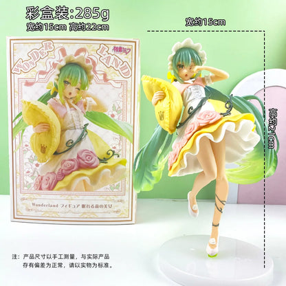 18CM Anime Hatsune Miku Wonderland Figure Sleeping Beauty Pillow Pajamas Dress Up Model Toy Gift Collection Action Figure