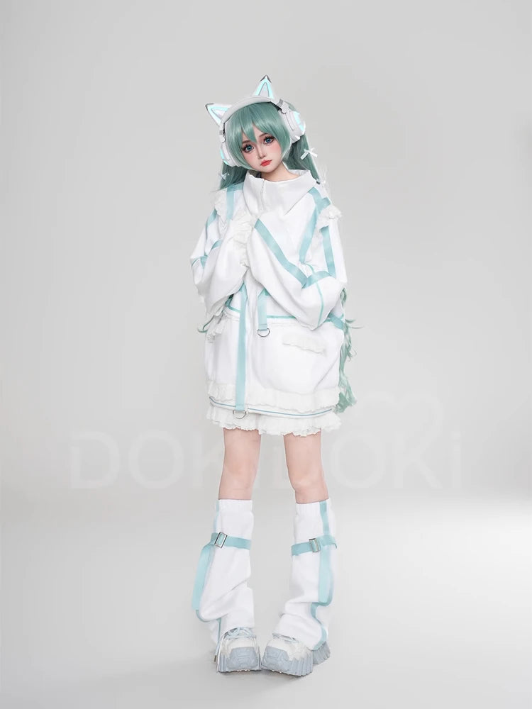 Rinn Mikuu Cosplay Costume DokiDoki-R Mikku Rinn Cosplay Women Cute Black Green Costume Set Mikuu Rinn Cosplay