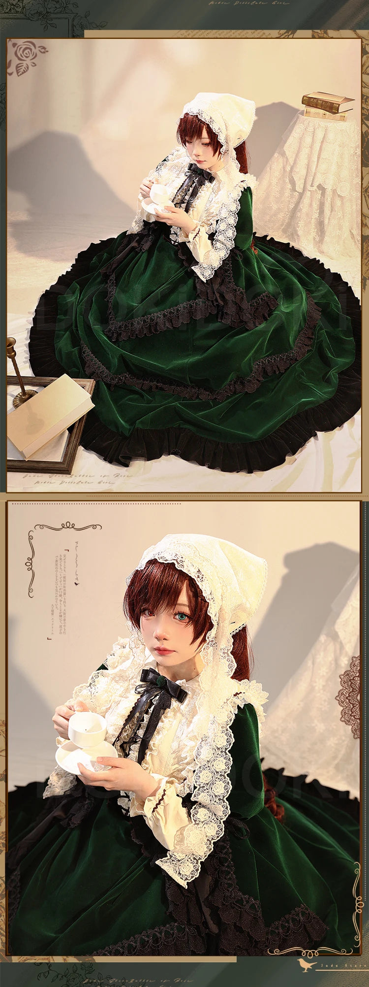 Suiseiseki Cosplay Costume Anime Rozen Maiden Cosplay DokiDoki-R Suiseiseki Cosplay Wig Women Long Green Dress Costume
