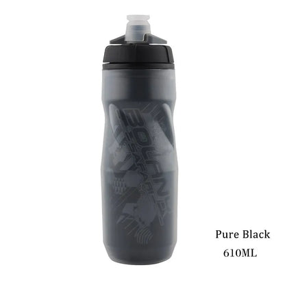 Bolany 600ml Mountain Cycling Water Bottle PP5 Double-Layer Insulated Leak-Proof Outdoor Sports Cup - Pure Black