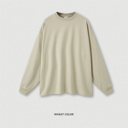 ZODF Autumn Winter 425gsm Long Sleeve T-Shirt American Retro Unisex Loose Heavyweight Basic Cotton T Shirts TEE HY0676