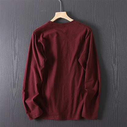 2025 Autumn New American Retro Long-sleeved O-neck Letter Printed T-shirt Men's Fashion 100% Cotton Washed Casual Sport Tops