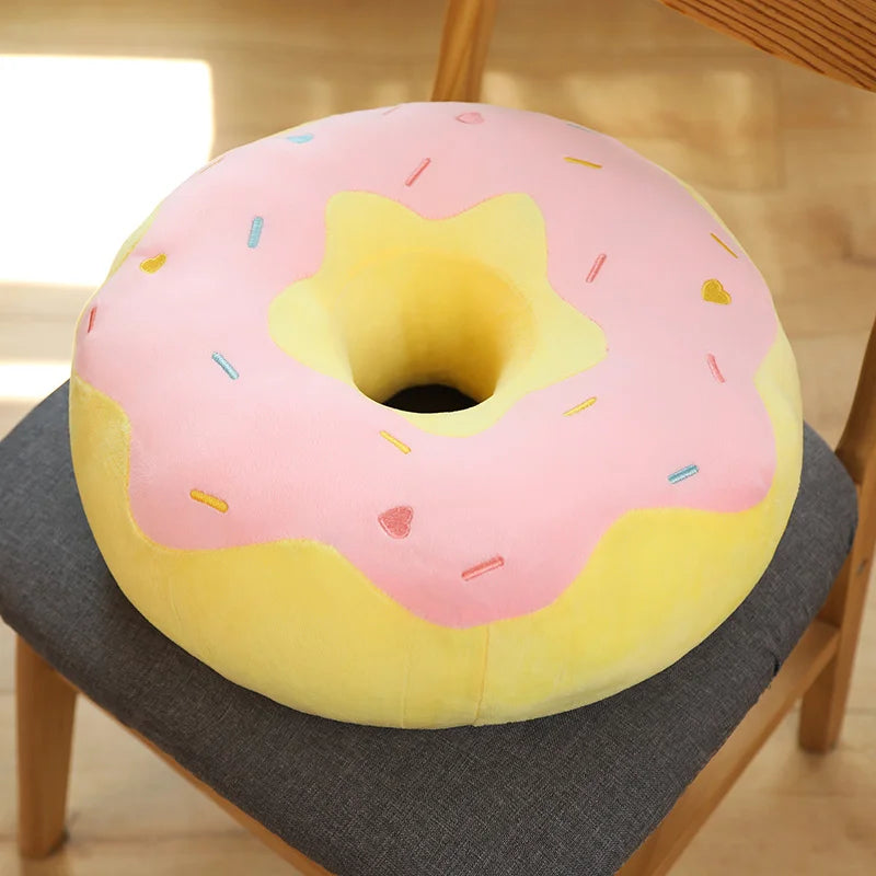 ZU 38cm Sweet Buns Donut Soft Toy Stuffed Cream Doughnut Plush Pillow Simulation Food Sofa Chair Cushion Kids Girl Gift