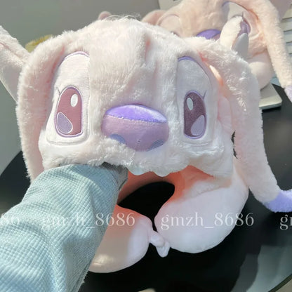 Cartoon Angel Travel Neck Pillow Car Neck Hooded Pillow U-Shaped Portable Blackout Nap Pillow Adjustable Traveling Neck Pillow