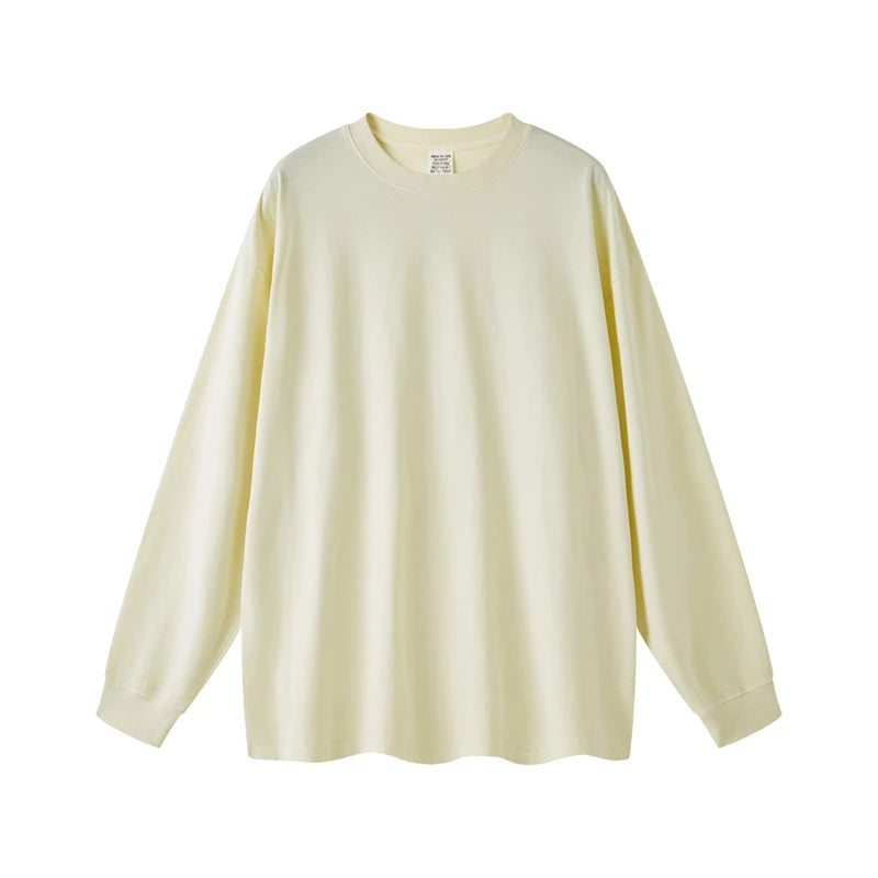 ZODF New Autumn Men's 260gsm 100% Cotton T Shirts Unisex Retro High Street Loose Washed Solid Tees Streetwears HY0376