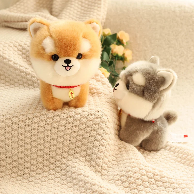 ZU Kawaii Teddy Pets Lifelike Fluffy Puppy Soft Doll Cute Small Chow Pomeranian Corgi Yorkie Dog Plush Toys Gift For Girl