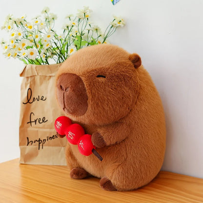 Cute Stuffed Capybara Plush Toy Holding Boba Tea Flower Capybara Plushies Cosplay Bread Dino Avocado Lovely Teddy Girl Gift