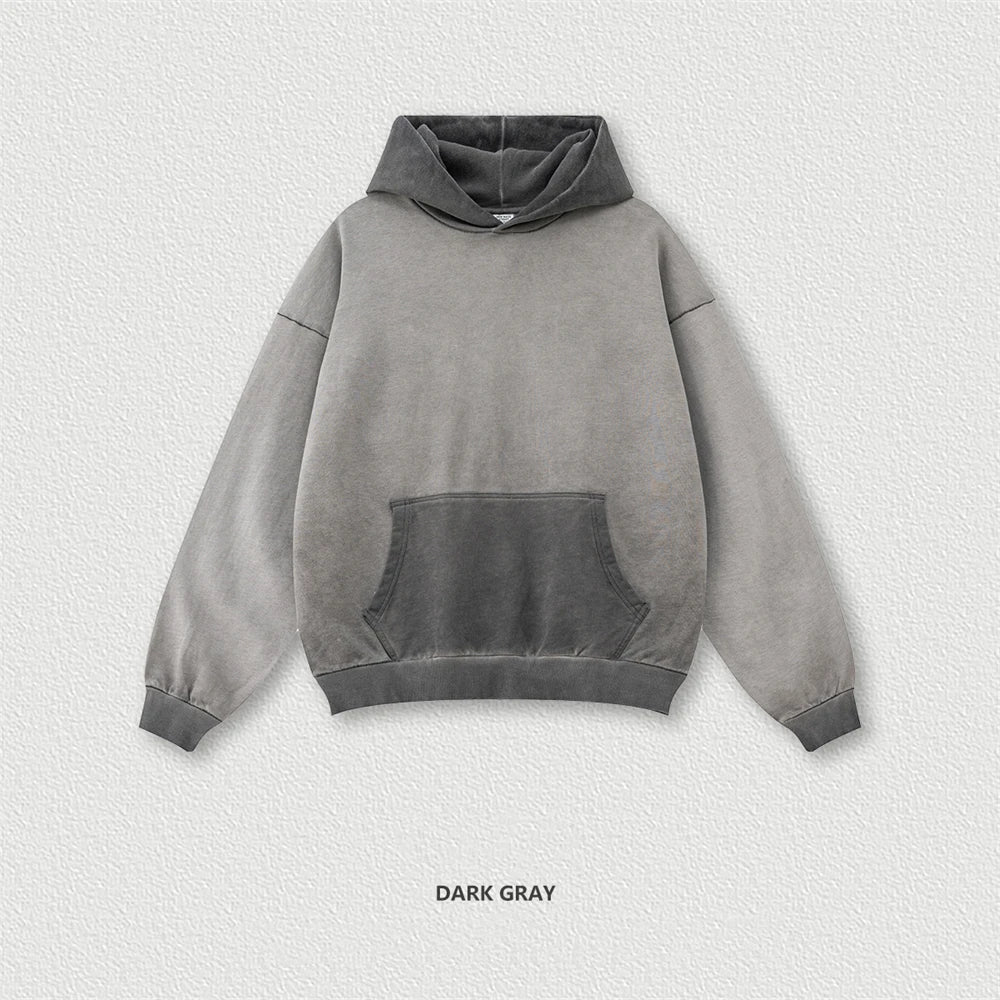 ZODF American Retro Washed Cotton Hoodie For Men Unisex Autumn High Street Oversized Knitted 380gsm Hooded Pullovers Coat HY0913